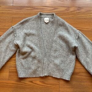 Gentle Fawn Grey Knit Balloon Sleeve Cardigan